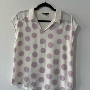 RW&CO. White and Purple Polka Dot Blouse